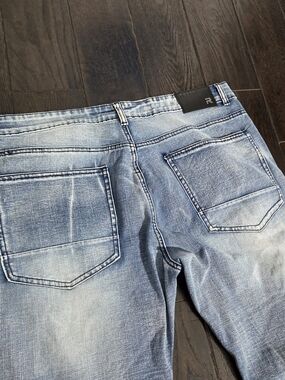 Reset Jeans Mens Size 38x30 Distressed Stretch Streetwear Zip Grunge